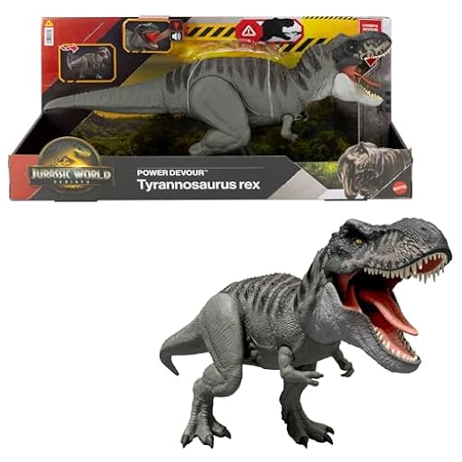 Mattel Jurassic World: El Renacer, Power Devour Figura de tiranosaurio rex con función de mordiscos continuos activada con la lengua, luces y sonidos, juego digital, JGB50 | Ya disponible en tu tienda friki favorita! En mundofriki.es!