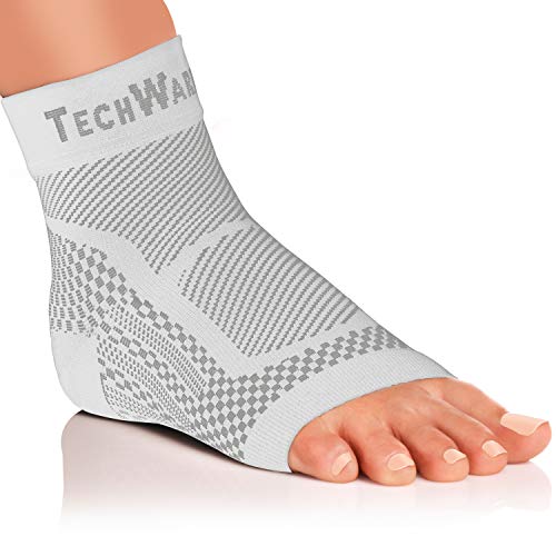 Techware Pro Ankle Brace Compression Sleeve - Relieves Achilles Tendonitis, Joint Pain. Plantar Fasciitis Foot Sock With Arch Support Reduces Swelling & Heel Spur Pain. (White, L/Xl) #TOP2