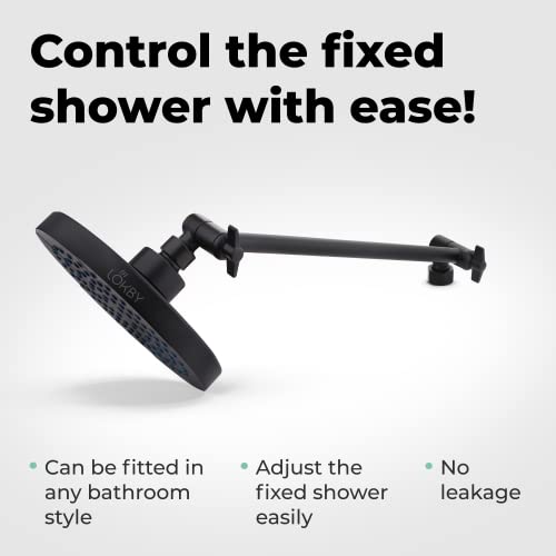 Lokby 11" Shower Head Extension - Anti-Leakage Shower Extension - Adjustable Shower Arm Fits Any Rain, Rainfall Or Handheld Shower Heads - Shower Head Height Extender - Rust Proof Materials - Black #TOP1