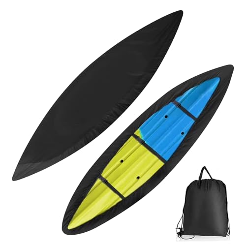 BESTMAN MARINE Kayak Cover 420D Heavy Duty Waterproof & UV Resistant Kayak Covers for Outdoor and Indoor Storage Tear and Fade Resistant Canoe Cover (Black S (For 9.3-10.5ft kayak))