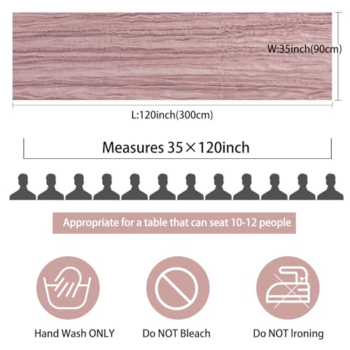 12 Pack 10Ft Cheesecloth Table Runner 35x120 Inch Boho Gauze Rustic Cheese Cloth Long Romantic Table Runner for Wedding Bridal Shower Birthday Party Table Decor (Dusty Pink) by Fivenl - Used condition - Image 2