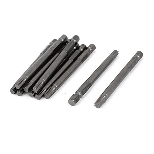 Sourcingmap T30 Head 1/4" Hex Shank 75mm Magnetic Torx Screwdriver Bits Gray 10pcs, Variety pack