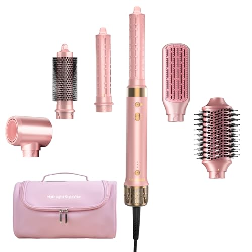 Mythsight Air Wrap Styler 6 en 1 - Cepillo secador de pelo y cepillo térmico para un secado rápido, acabado brillante, volumen y rizos automáticos (L/R)