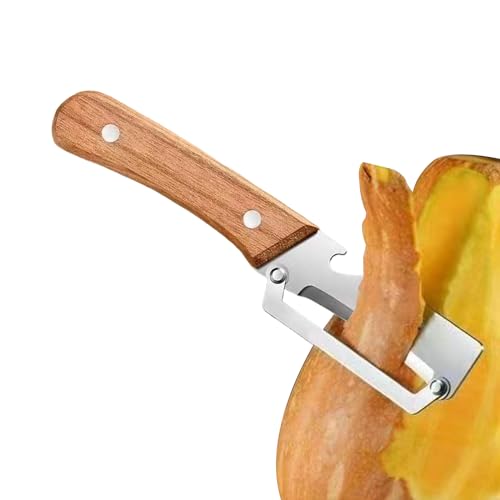 Pelador y pelador | Pelador de cocina con mango de madera y abrebotellas | Cortador de acero inoxidable para pepinos – para la cocina doméstica para, tomates, patatas, zanahorias, calabaza