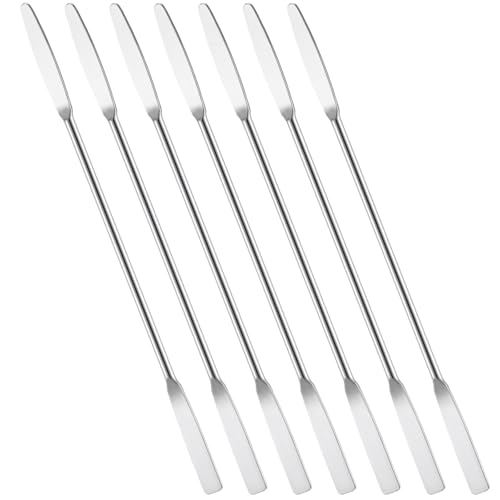 Andibro 7 Stück Edelstahl-Mini-Laborspatel, Doppelend-Spatel mit eckiger und runder Spitze – ideal zum Mischen von Kosmetik, für Küche und Labor (15 cm)