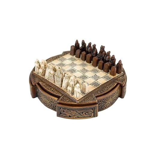 Isle of Lewis Compact Celtic Chess Set 9 Inches