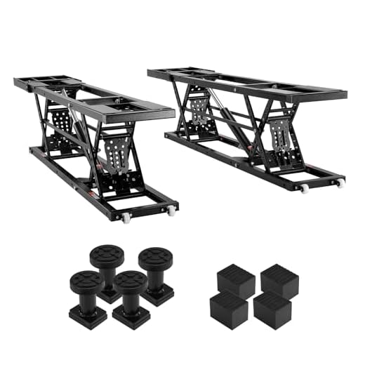VEVOR Car Lift, 7,000 LBS Capacity Portable Car Lift, with Extended-Length Plates, 26.8" Max. Height, Heavy-Duty Carbon Steel Truck Lift with 120V Power Unit, Auto Car Jack Lifts for Home Garage Shop