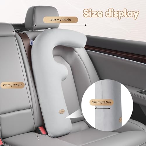 Image of FLORICH Memory Foam Kids Travel Pillow, Car Sleeping Pillow, F-Shape Car Pillows for Adults and Children, Traveling Car Pillow for Kids with Removable Pillowcase (Dark Grey)