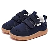 MORENDL Boys & Girls Walking Shoes 0-4 Years Baby Wide Toe Box Barefoot Shoes Toddler Sneakers Navy Brown