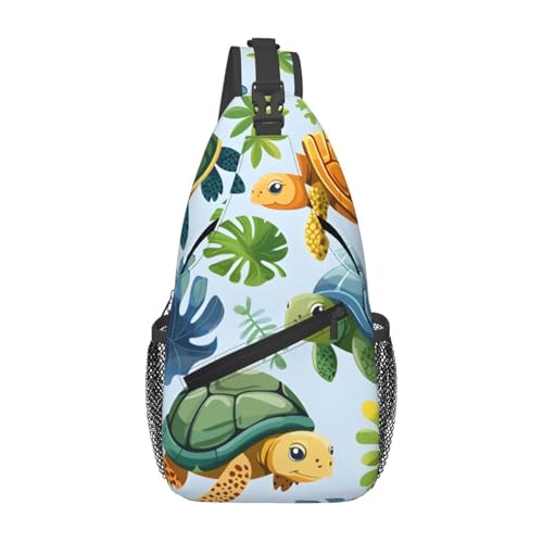 Cute Turtle Leaf Pattern Sling Bag para Mujer y Hombre