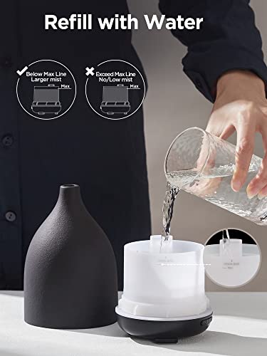 Innogear Oil Diffuser, 150Ml Handcrafted Ceramic Diffuser For Essential Oils Aromatherapy Diffuser Ultrasonic Cool Mist Humidifier With 2 Mist Modes Waterless Auto Off For Room Office, Ceramic Black #TOP7