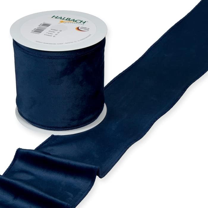 FloristryWarehouse Blue Christmas Velvet Fabric Ribbon 100mm (4") Wide on 8m roll Wired Edge - Image 3