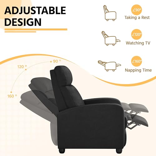 image for Yaheetech Fabric Recliner Chair Sofa Ergonomic Adjustable Single Sofa 