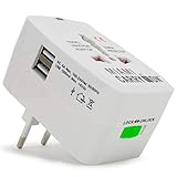 Miami CarryOn International Travel Adapter with Two USB Ports (1, White)