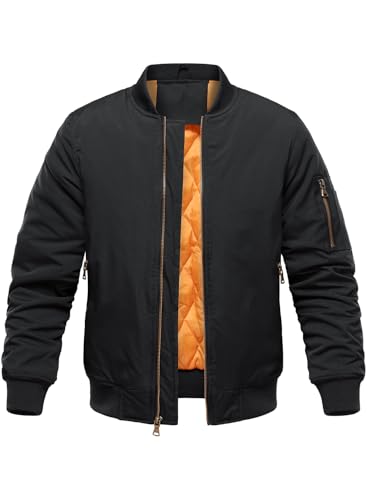 HOOD CREW Men’s Bomber Jackets Fall Winter Warm Windbreakers Zip Up Casual Lightweight Jacket Padded Coats with Pocket2