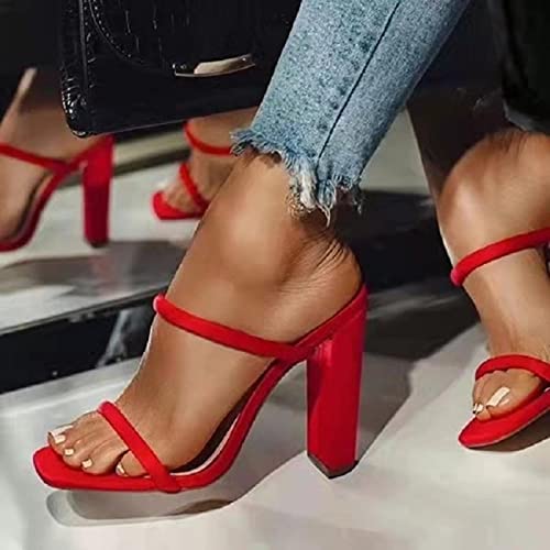 YHCS 2021 Sandalias para Mujer Zapatos Rojos Femeninos Lady Summer Classic Sexy Bombas Square Tacones 35-43 Cover
