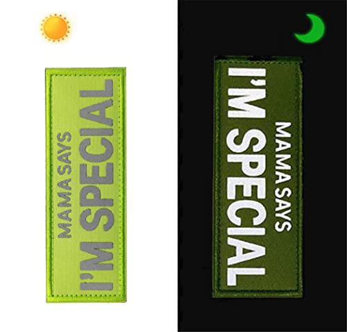 Ulricar Mama Say’s I’m Special Noctilucent Applique Patch Tactical Military Hook & Loop Patches Funny Patch Embroidered Badge For Clothes Backpack Accessories, Multicolor, Wjh-Yf11 #TOP1