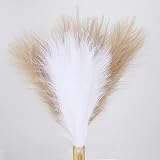 RADCANE 4Pcs Herbe de la Pampa Blanc Gris Bouquet de Pampa Herbe Artificielle 44cm/17.32in Phragmites Communis en Soie Fleurs Roseau Séché pour Nouvel an Vacances fête de Mariage