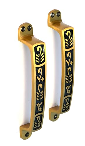 Image of Door Handle Cool Door Handles for Main Door Aluminum (7 Inch), Antique- Finish Door Handles for Home and Office for Wooden & Glass Door Handle, Pull Door Handle (Pack of 1 Pair, Leaf)