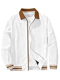 JEMLDL Men's Lightweight Jackets Spring Fall Fashion Casual Windbreaker Bomber Jacket Off White Large