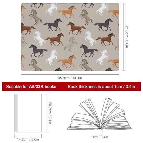 Protège-carnet cuir A5 motif cheval résistant et réutilisable