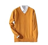 Suvoiier Hommes Pull en Cachemire Hommes Classique Col en V Pull Automne Hiver Chaud Hommes Pull Pull Yellow XXXL