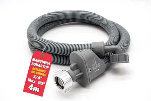 ELECTROHOGAR Manguera Aquastop 4M | Compatible con todas las Marcas de Lavadora y Lavavajillas | Conexión de 3/4 | Sistema Antifugas | Seguridad Contra Inundaciones | Certificación VDE