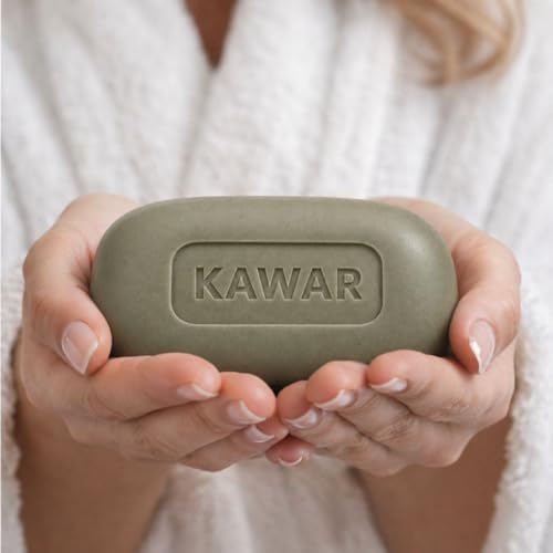 KAWAR Dead Sea Black Mud Soap with Shea Butter & Olive Oil - Relief for Acne, Psoriasis & Eczema - Moisturizing Vegan Bar for Men & Women - For Oily to Normal Skin, 4.2 oz