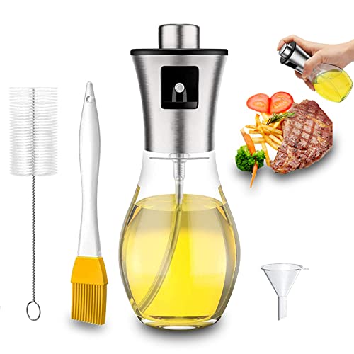 Tyankra Oil Sprayer for Cooking, 200ml Oil Sprayer Mister, Portable Oil Spray Bottle with Basting Brush,Bottle Brush and Oil Funnel for Baking, BBQ, Salad, Air Fryer, Roasting