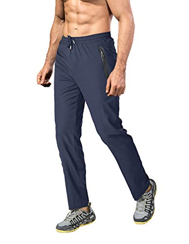 EKLENTSON Mens Hiking Pants Lightweight Quick Dry Outdoor Camping Athletic Walking Trousers with Zipper Pocket Blue 32