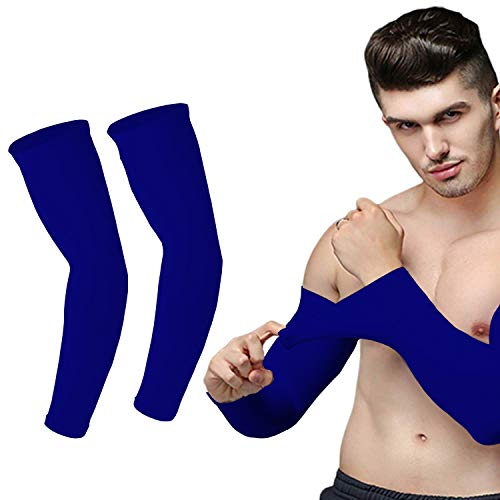 Image of INNERSTYLE Cotton UV Protection Arm Sleeves /Hand Socks - Fingerless, Sun Protection Gloves for Men and Women (Blue)