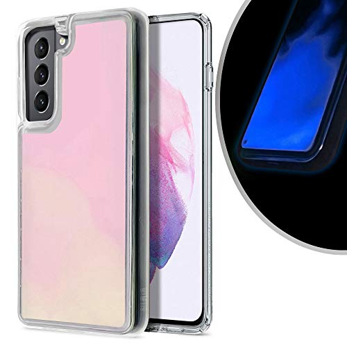 VenSen Fluorescent Case for Samsung Galaxy S21 Ultra 5G, Liquid Soft TPU Luxury Glow in The Darkness Noctiluncen Luminous Neon Sand case Fit GalaxyS21Ultra SamsungS21Ultra (Pink, Galaxy S21Ultra)