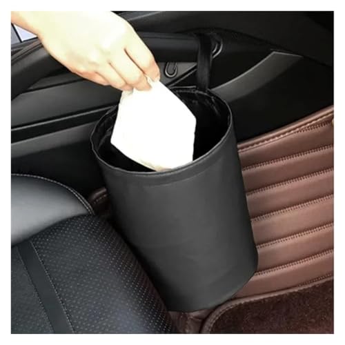 Cubo de basura para coches plegable e impermeable en cuero PU 6