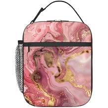Insulated Lunch Box for Women Men, Pink Marble Theme Lunch Box Reusable Portable Lunch Bag Cooler Tote Waterproof Lunch Container for Office Picnic Work Travel