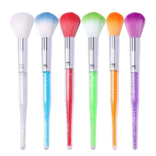 Outils à ongles brosse à poussière manche cristal pour poudre et blush de maquillage