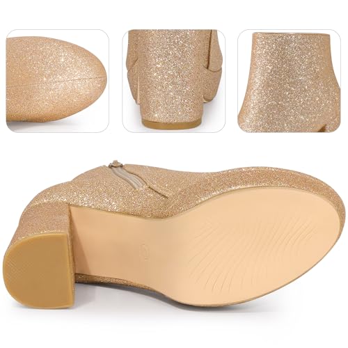 Perphy Glitter Platform Round Toe Chunky Heels Ankle Boots for Women3