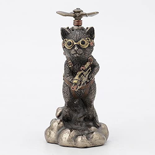 Chat steampunk figurine bronze collection Veronese Design statuette 14 cm - 4