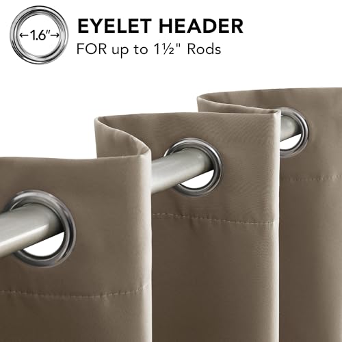 Deconovo Super Soft Bedroom Curtains Blackout Thermal Insulated Eyelet Blackout Curtains for Nursery Taupe 90x108 Inch 2 Panels - Image 6