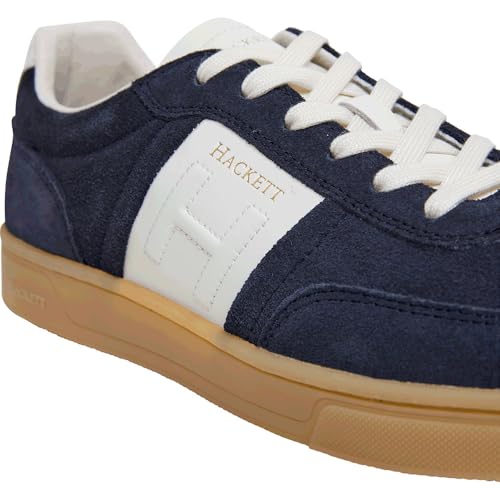 Hackett London Para Hombre. HMS21463 Zapatillas De Piel Harper Heritage Marino (41), Plano, Cordones, Casual - 6