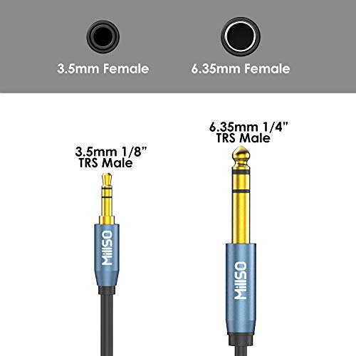 Millso 6.35Mm Male 1/4 To 3.5Mm Male 1/8 Trs Stereo Audio Cable (16 Feet), Headphone Adapter 1/8 To 1/4 Aux Adapter For Guitar Amp, Keyboard, Piano, Amplifiers, Home Theater Devices, Or Mixer #TOP6