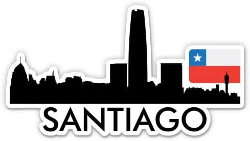 Squiddy Santiago Chile City Skyline Country Flag - Adhesivo de vinilo para automóvil, laptop, cuaderno (6 pulgadas de ancho)