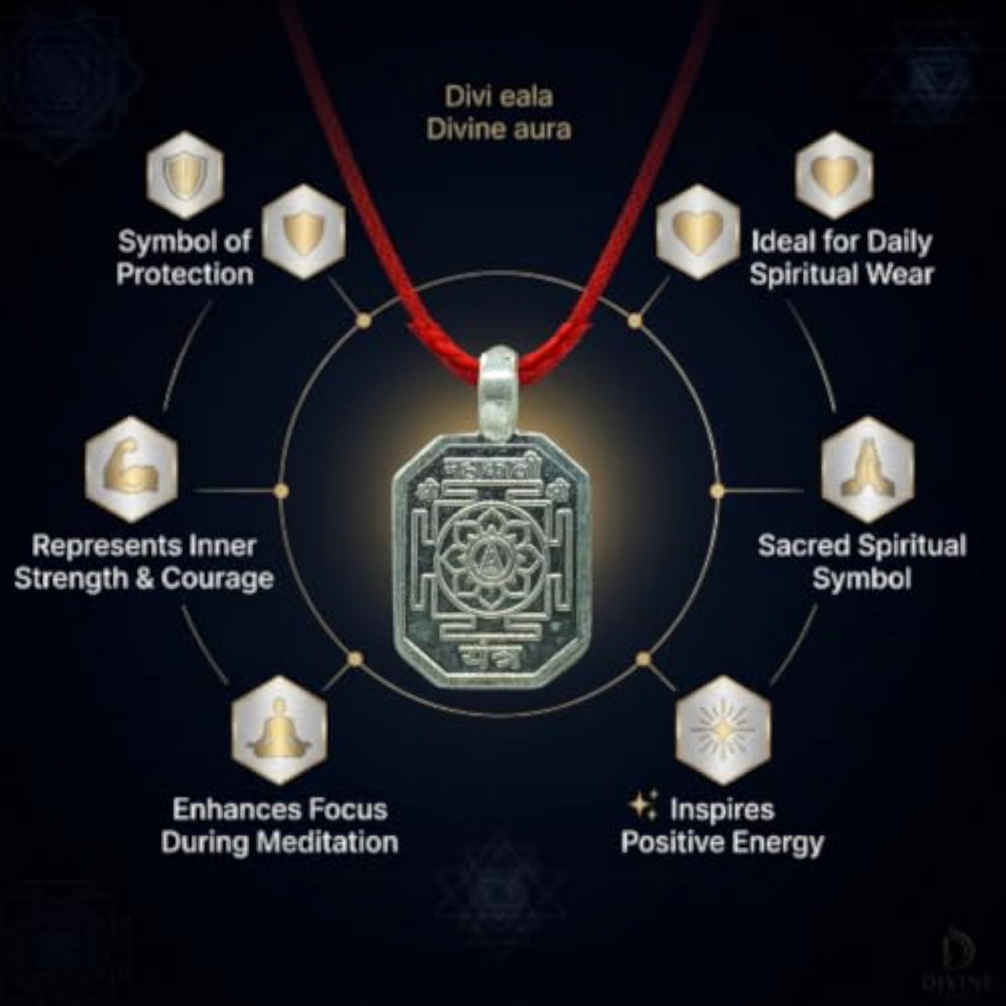 Silver Mahakali Yantra Pendant for Spiritual Protection