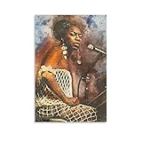 Famous Singer Nina_Simone Playing Piano and Singing Colorful Canvas Poster Aesthetic Decorative Painting Canvas Wall Art Picture Print Living Room Posters Bedroom 12x18inch(30x45cm)