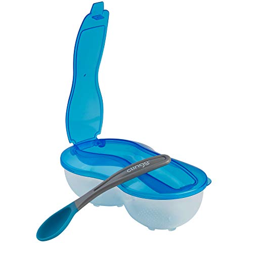 Prato com Divisória e Colher Colors Azul, Clingo, Azul