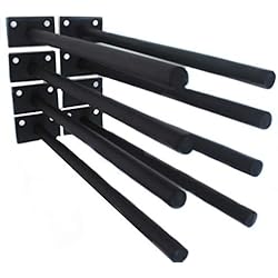 8 Pcs 10´´ Black Solid Steel Floating Shelf Bracket Blind Shelf Supports - Hidden Brackets for Floating Wood Shelves - Concealed Blind Shelf Support – Screws