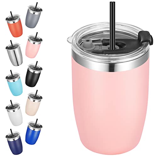 Vegond Stainless Steel 12 Oz Tumblers Bulk Vacuum Insulated Double Wall Travel Tumbler With Lid And Straw Reusable Tumbler,Pink #TOP24