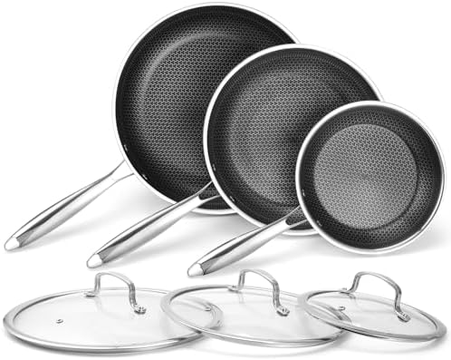 Non Stick Frying Pans Set 8, 10, and 12 Inch 6 Pcs Skillet with T...