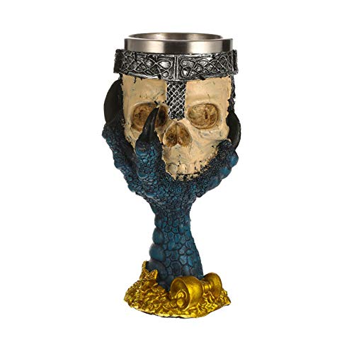 UNISTRENGH RéSine en Acier Inoxydable Conception Verre à Vin Horreur Tasse CrâNe Gobelet Cadeau Parfait CrâNe pour Les Amoureux FêTes à ThèMe Halloween,200ml Cover