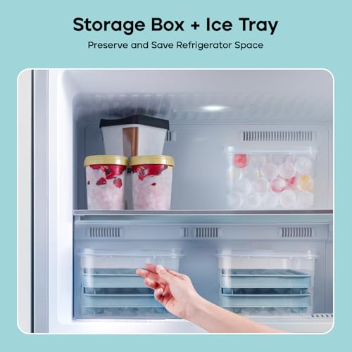 Image of Ice Cube Trays with Lid and Bin, 1.0 IN Small Round Ice Cube Mold for Freezer - Easy Release Stackable Ice Ball Maker for Cocktail, Whiskey and Drinks,BPA-Free(1.0in /70 balls&box)