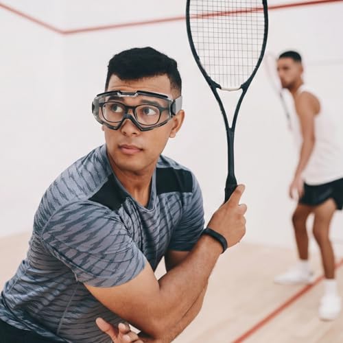Xuhal Overglasses Protective Racquetball Eyeguard Goggles Over Glasses Squash Goggles Anti-fog Scratch Lenses Protection Eyewear Glasses for Indoor Squash - Thumbnail 3